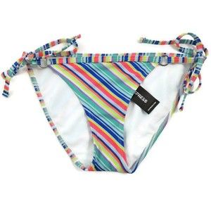 Express Swim Neon Striped Bikini Bathing Suit Bottom Small